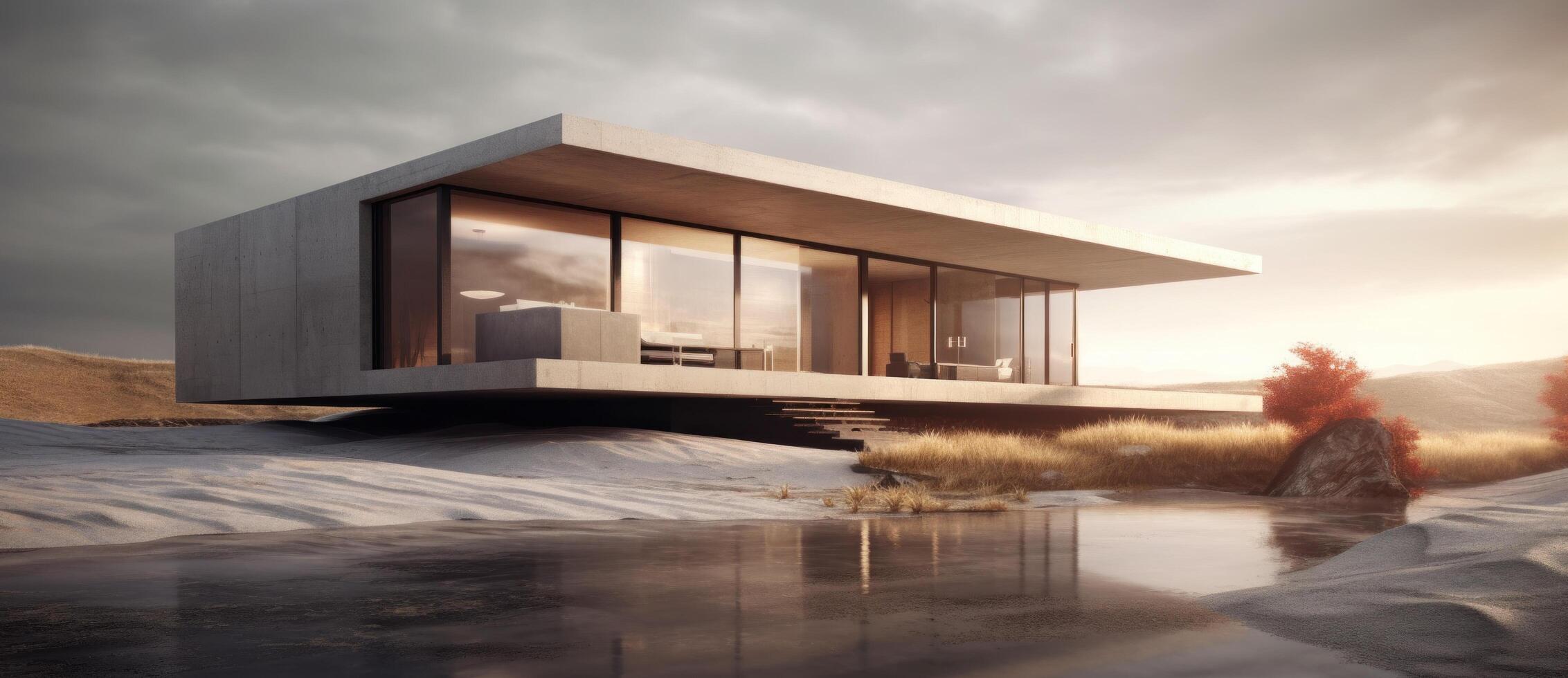 Modern house design. Illustration photo