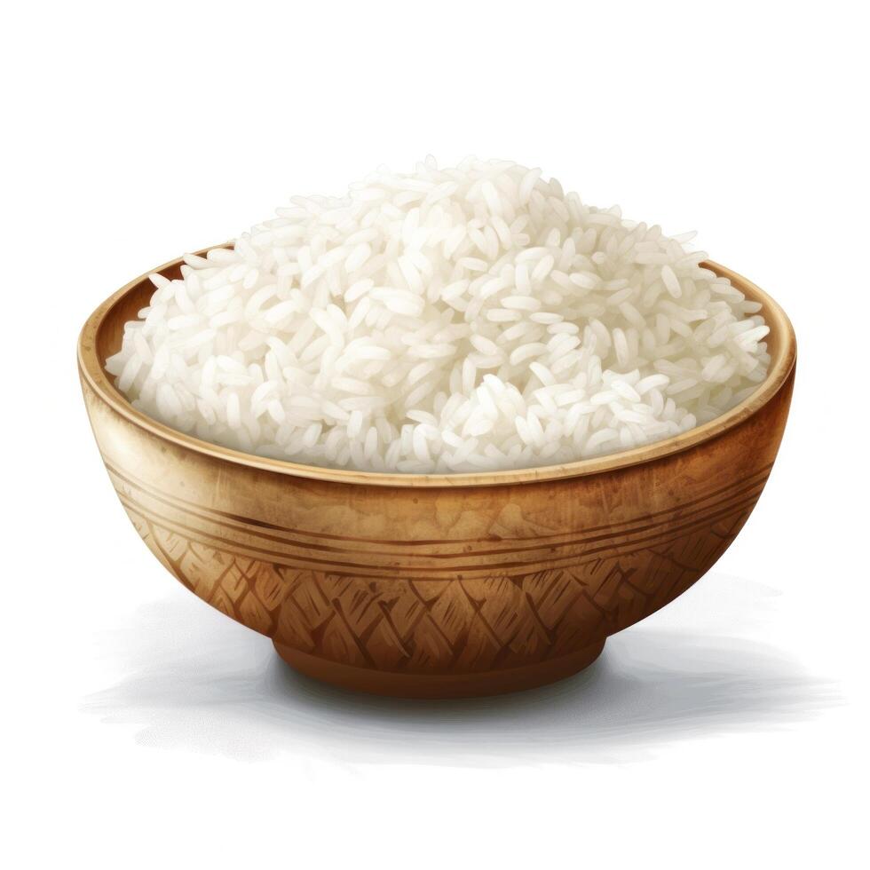 cuenco lleno de arroz aislado. ilustración ai generativo foto