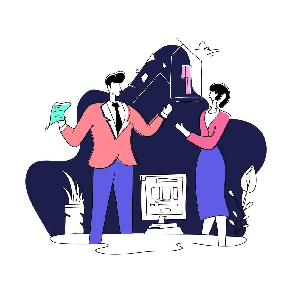 Flat Illustration Business Congratulation for Landing Page Web Mobile App. This modern, minimalist design is perfect for your next project. Featuring a line shape style vector