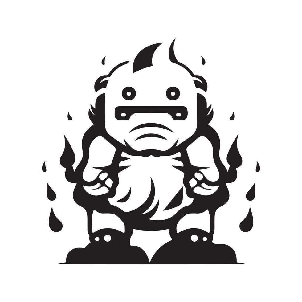 fuego golem, Clásico logo línea Arte concepto negro y blanco color, mano dibujado ilustración vector