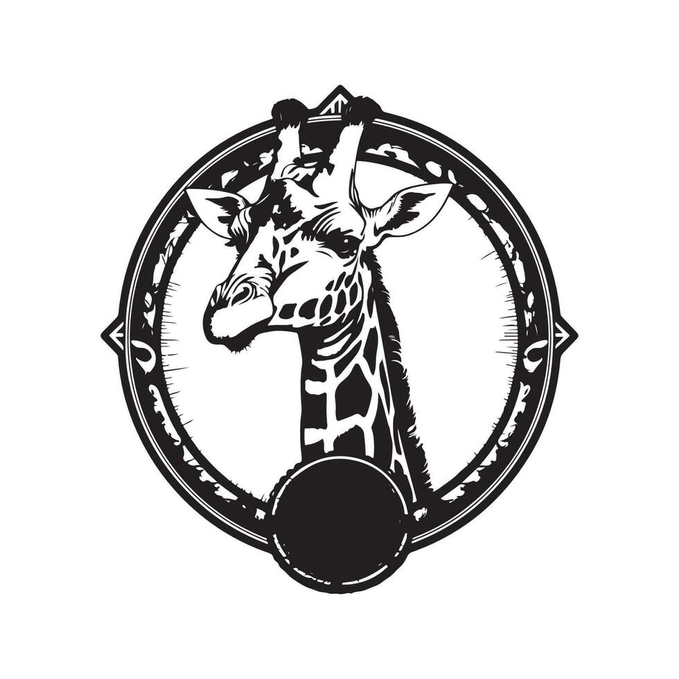 jirafa, Clásico logo línea Arte concepto negro y blanco color, mano dibujado ilustración vector