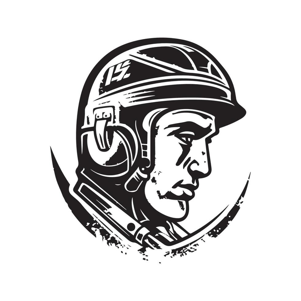 hielo hokey jugador en casco, Clásico logo línea Arte concepto negro y blanco color, mano dibujado ilustración vector
