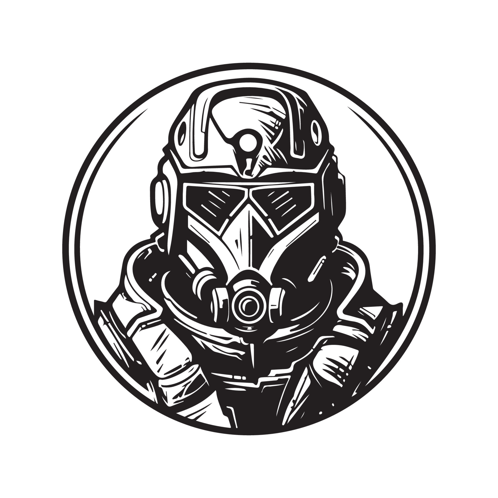 sci fi person, vintage logo line art concept black and white color ...