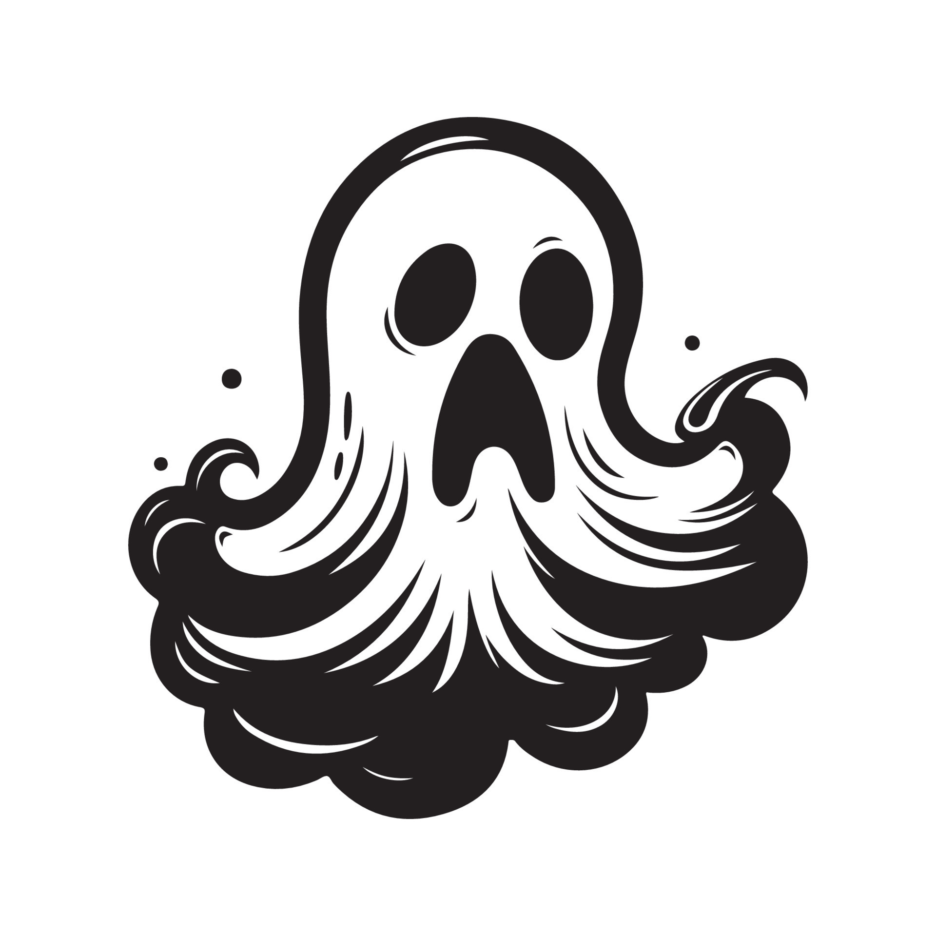 ghost, vintage logo line art concept black and white color, hand drawn ...