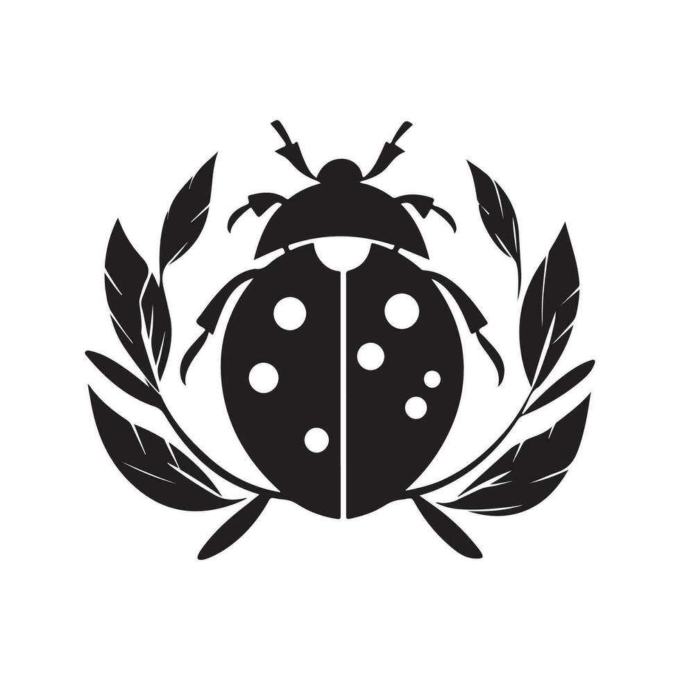 ladybug, vintage logo line art concept black and white color, hand drawn illustration vector