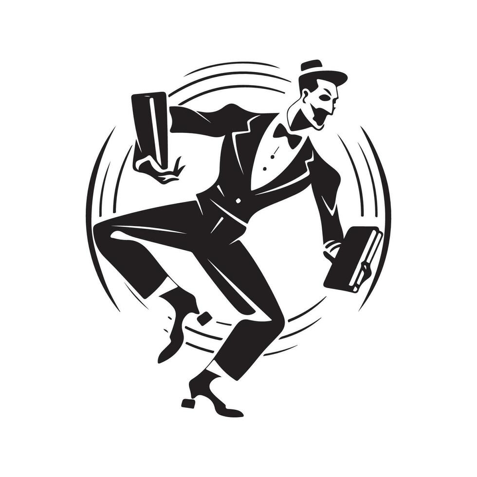 acrobatic drunken, vintage logo line art concept black and white color, hand drawn illustration vector
