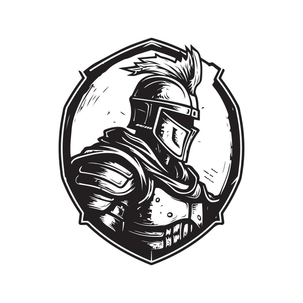 celestial soldado, Clásico logo línea Arte concepto negro y blanco color, mano dibujado ilustración vector