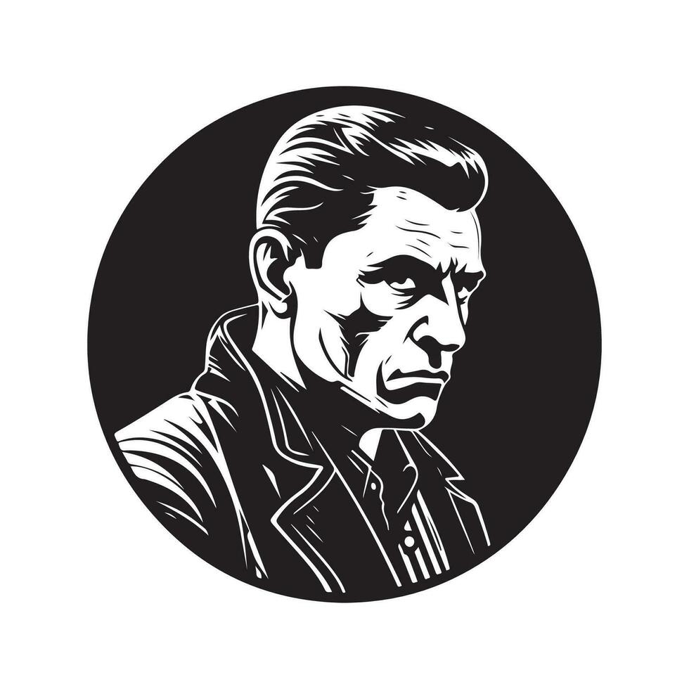 protagonist, vintage logo line art concept black and white color, hand drawn illustration vector