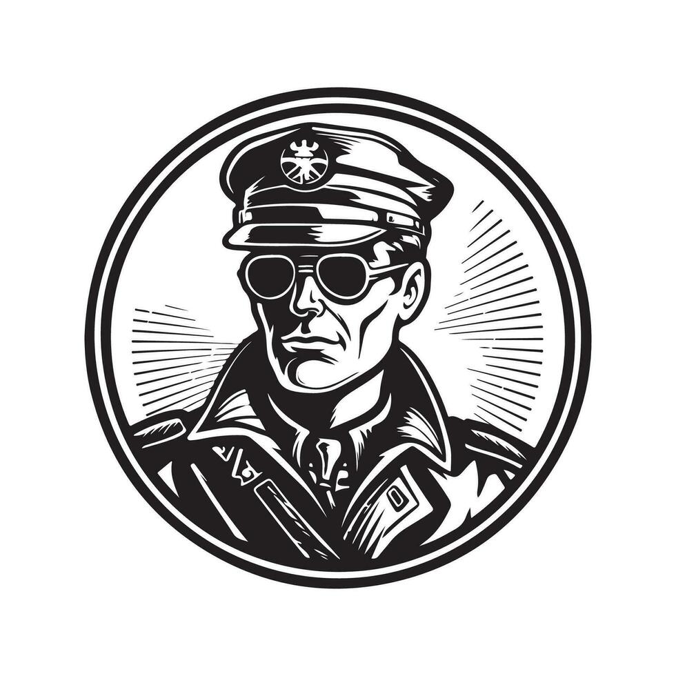 policía oscuro buscador, Clásico logo línea Arte concepto negro y blanco color, mano dibujado ilustración vector