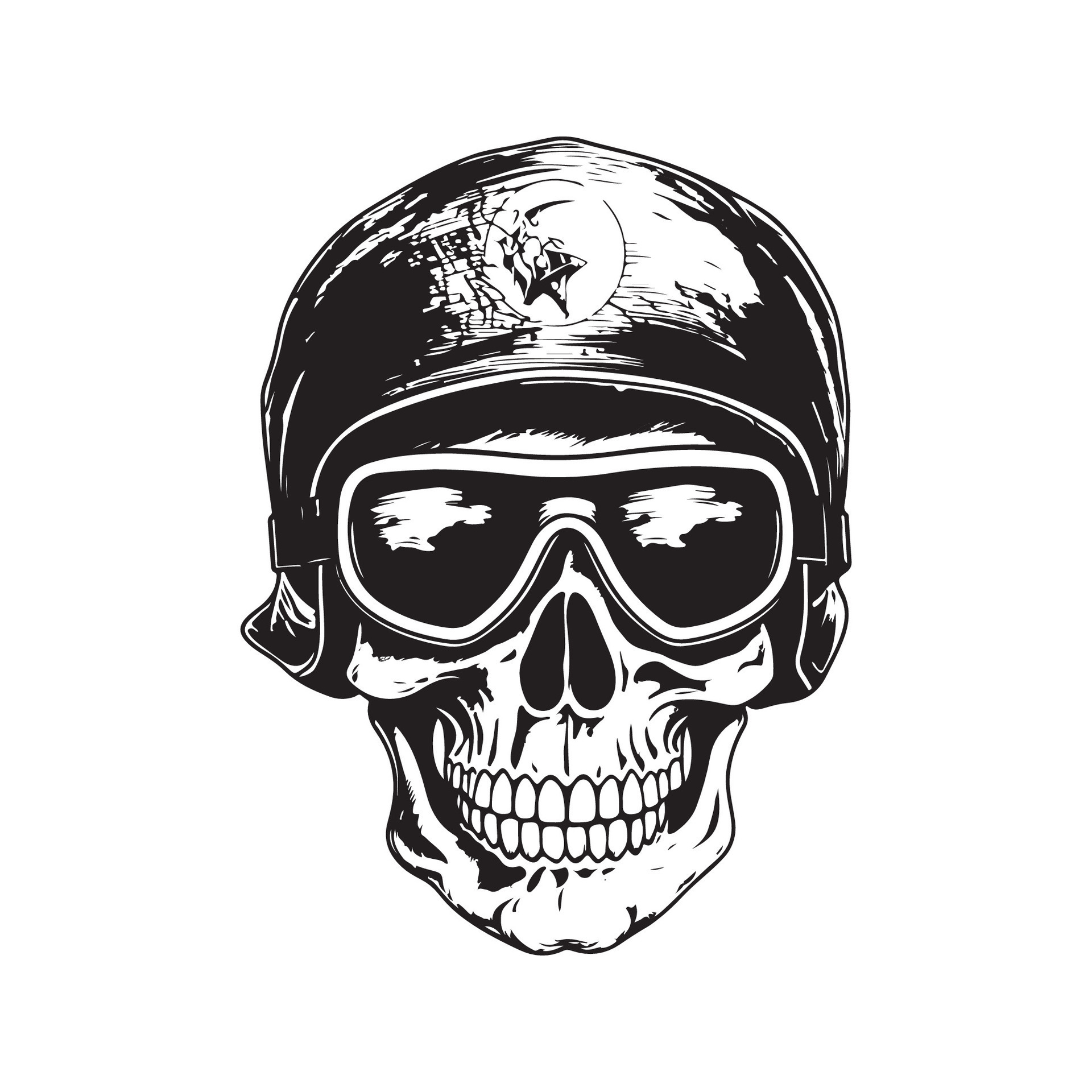 skull wearing ski goggles, vintage logo line art concept black and ...