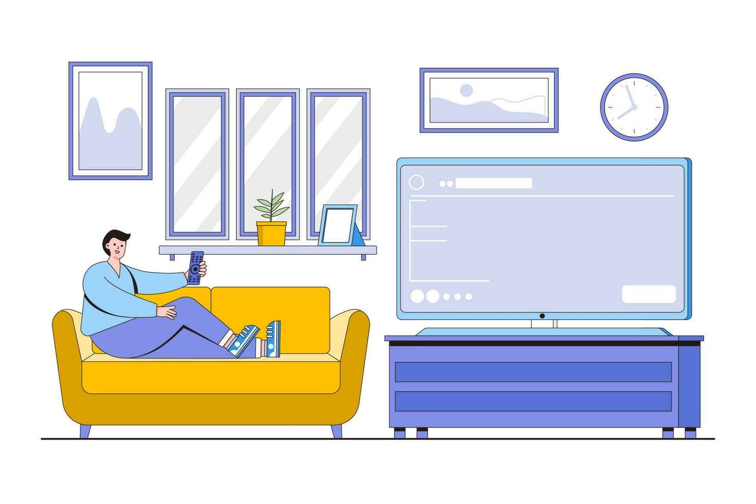 Digital Entertainment Concept with a Person Watching a Movie on Television vector