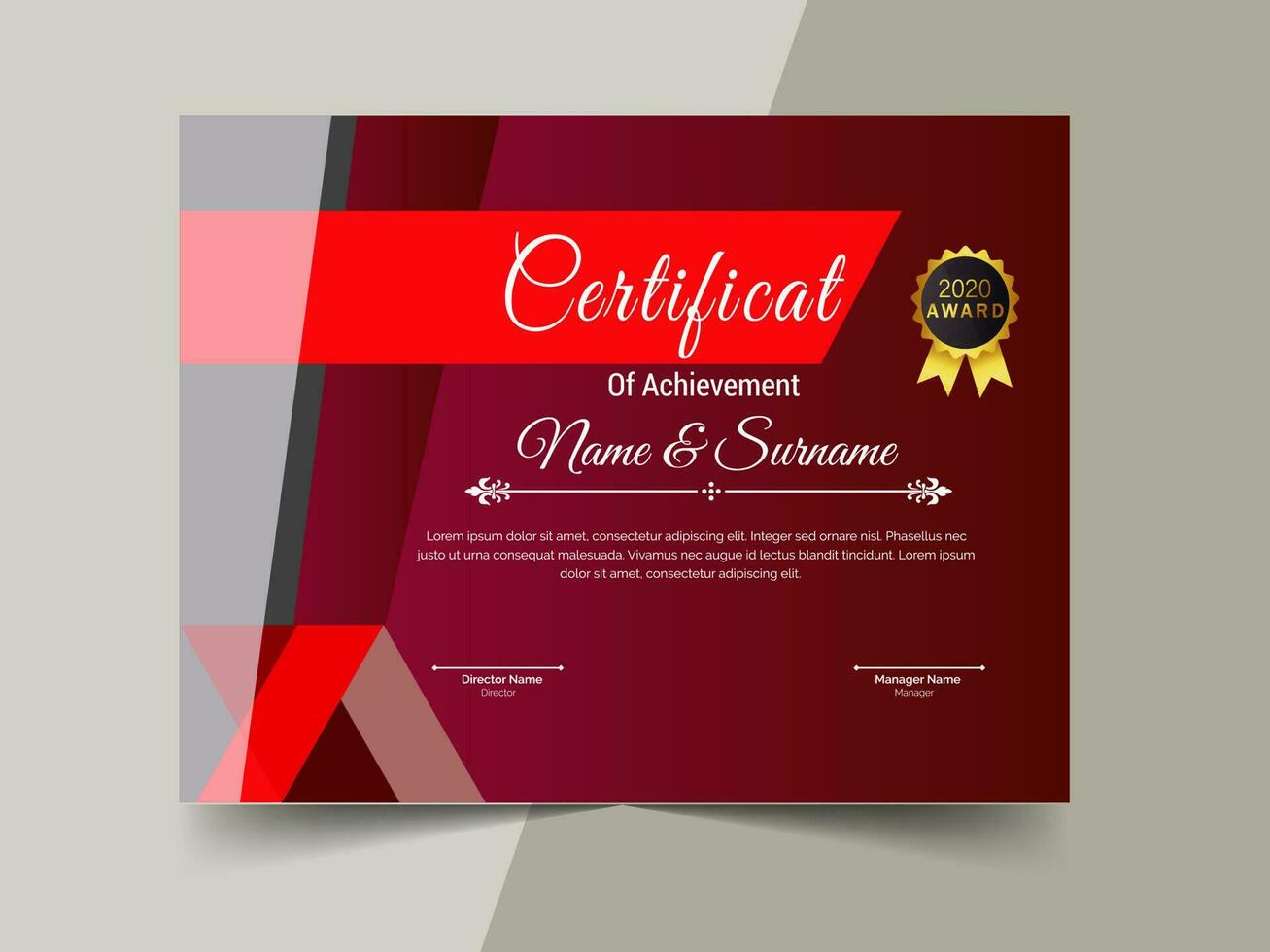 Creative certificate of achievement template design. luxury elegant blue and gold diploma, corporate training certificate design vector