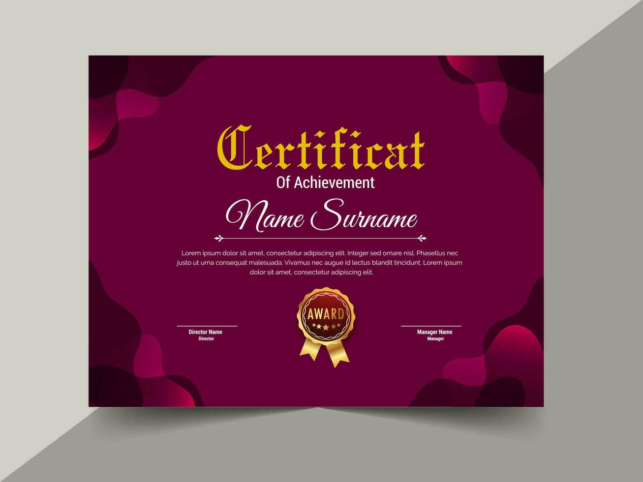 Creative certificate of achievement template design. luxury elegant blue and gold diploma, corporate training certificate design vector
