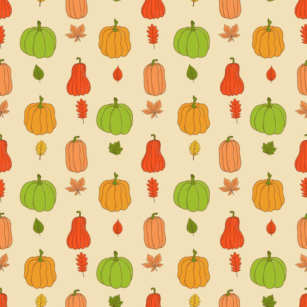 lindo patrón sin costuras de calabaza. ilustración vectorial en estilo dibujado a mano vector