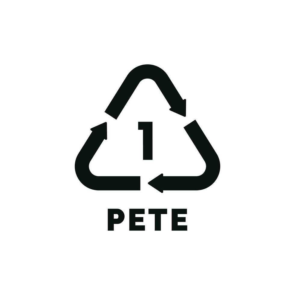 PETE 1 plastic recycle symbol icon vector