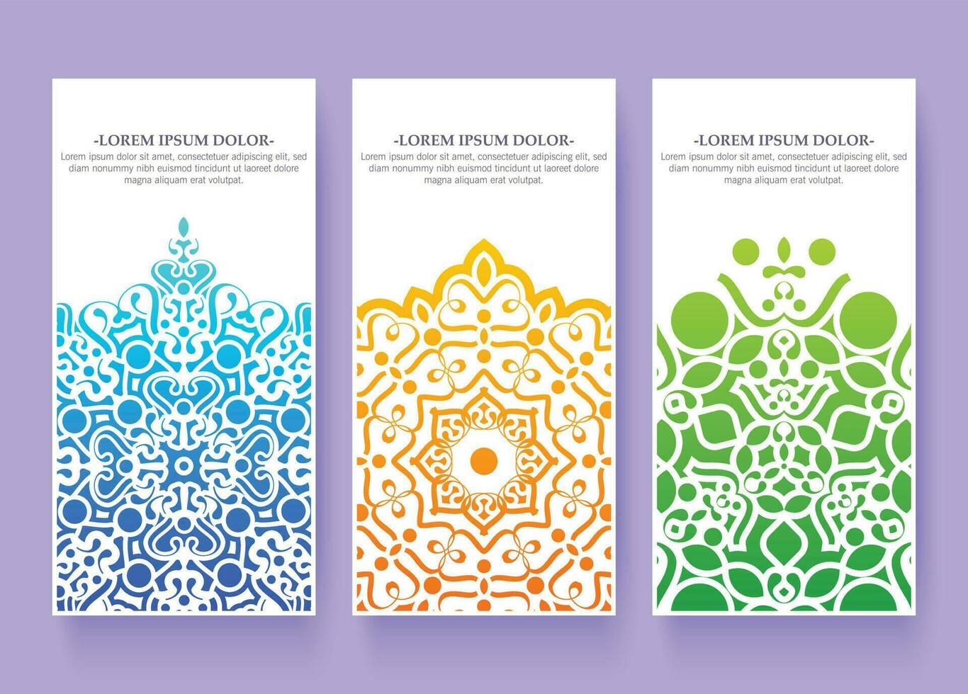 set colorful mandala invitation card vector