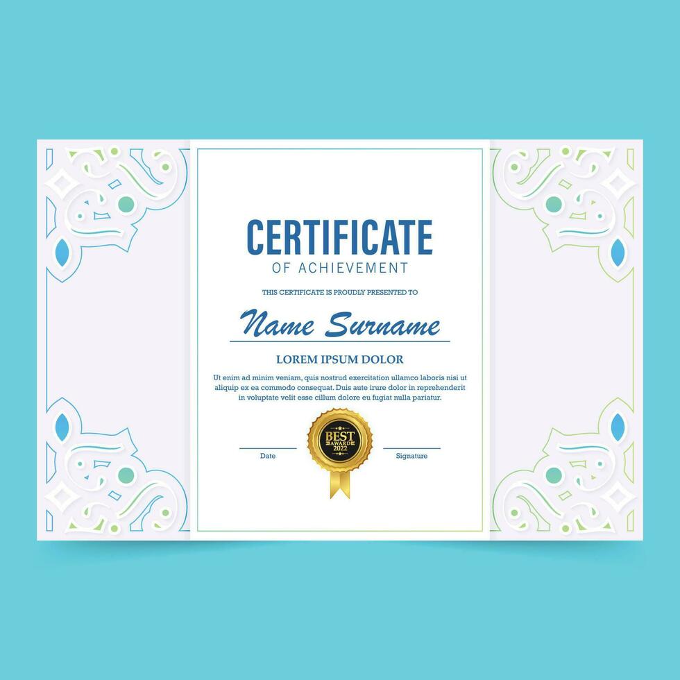 Achievement certificate best award diploma vector