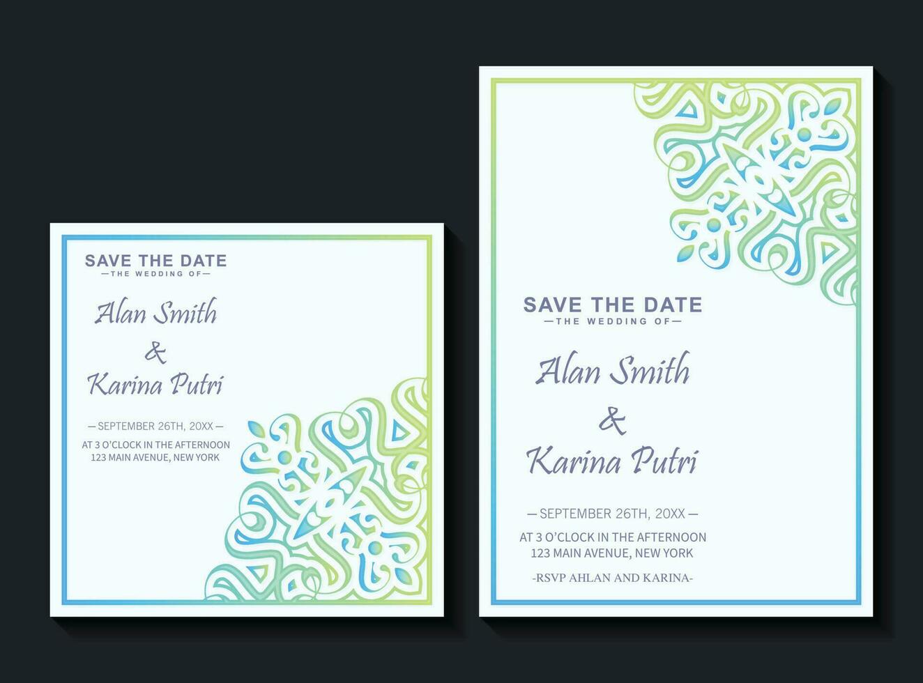 elegante diseño de plantilla de tarjeta de invitación de boda mandala vector