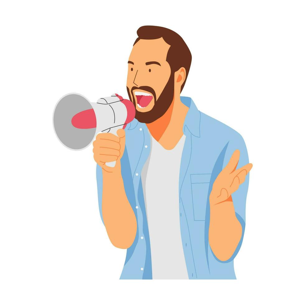 vector illustration of the concept of a person holding a megaphone