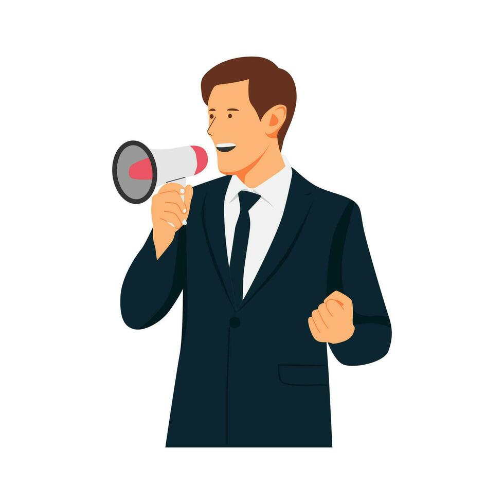 vector illustration of a person holding a megaphone