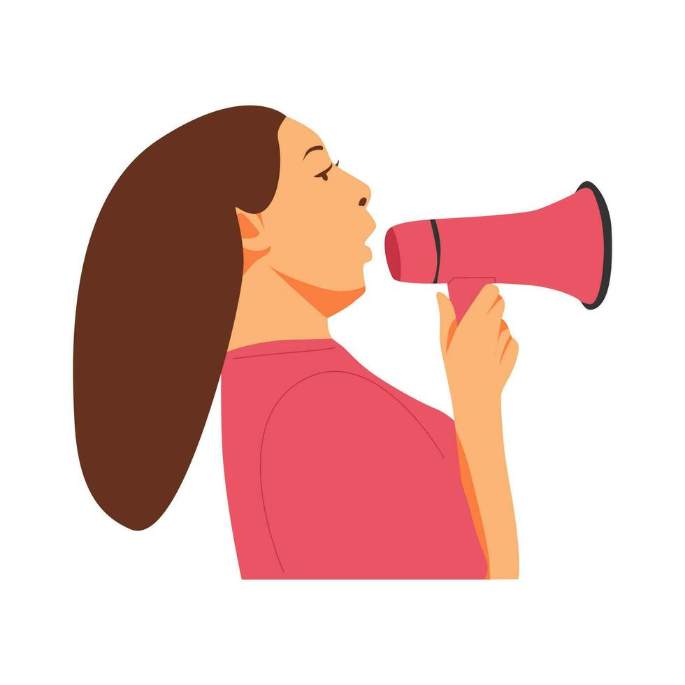 vector illustration of the concept of a person holding a megaphone