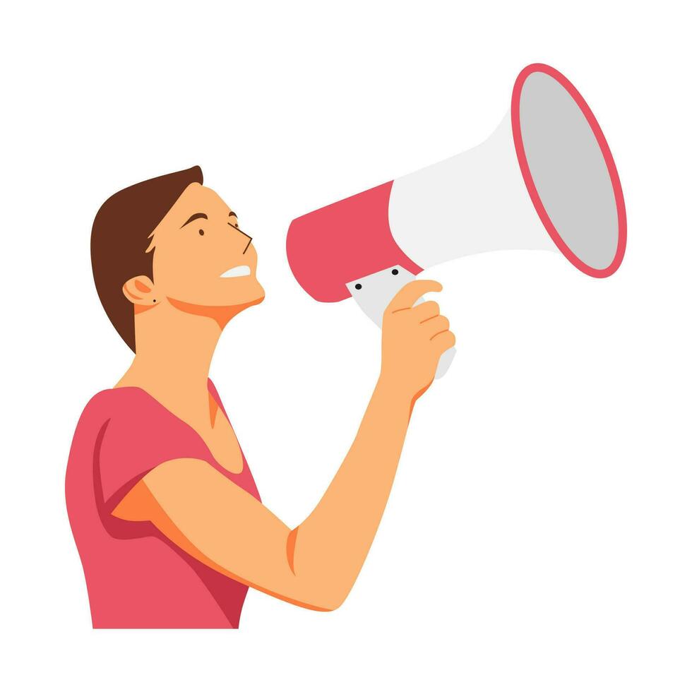 vector illustration of the concept of a person holding a megaphone