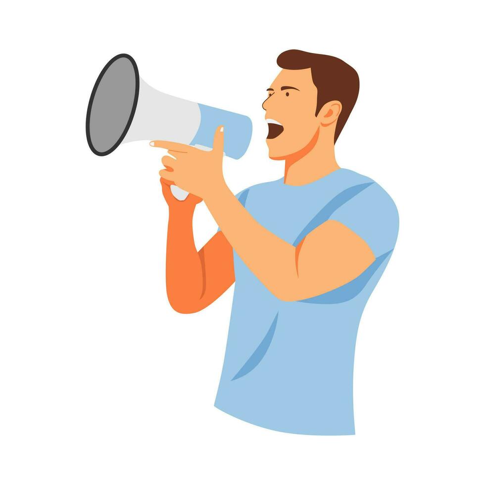 vector illustration of a person holding a megaphone