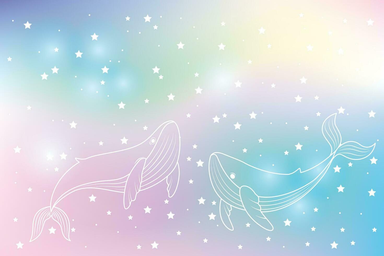 hermosa vector antecedentes con ballenas y estrellas.