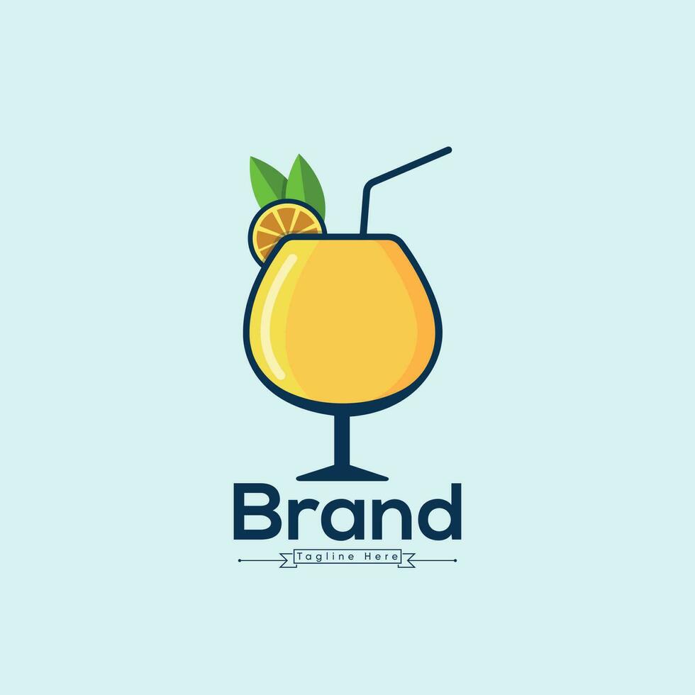 mejor creativo vaso de naranja jugo vector mimosa logo con un Paja y un paja. vector acortar Arte jugo y vino bebida diseño con prima moderno logo modelo