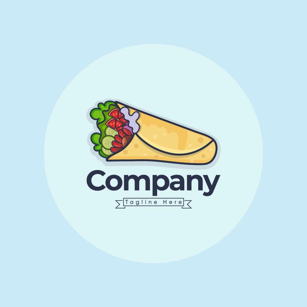 shawarma comida Clásico diseño elementos, logo modelo para bandera, creativo mínimo negocio prima elementos con cuchara y palillo vector color emblema.