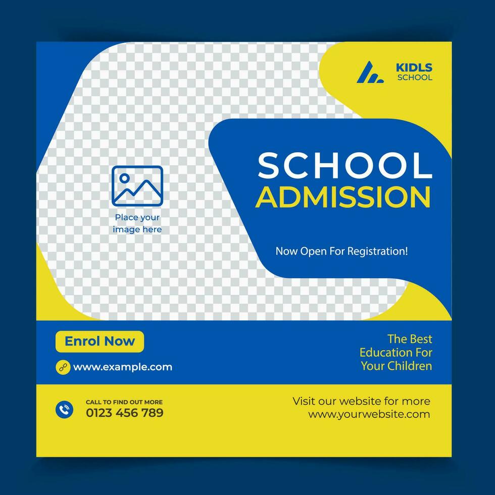 School Admission Social Media Post Banner Design. Back To School Social Media Post Banner Design,  And Education Social Media Pack Template Premium Vector. vector