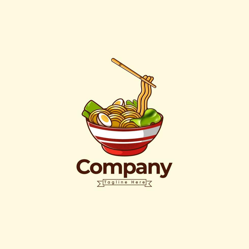 Best Noodle Pho Food Logo Templete Design, Pho Icon Design Template Elements With Spoon And Chopstick Vector Color Emblem.  Noodle Plate With Spoon, And Fried Eggs In The White Background.