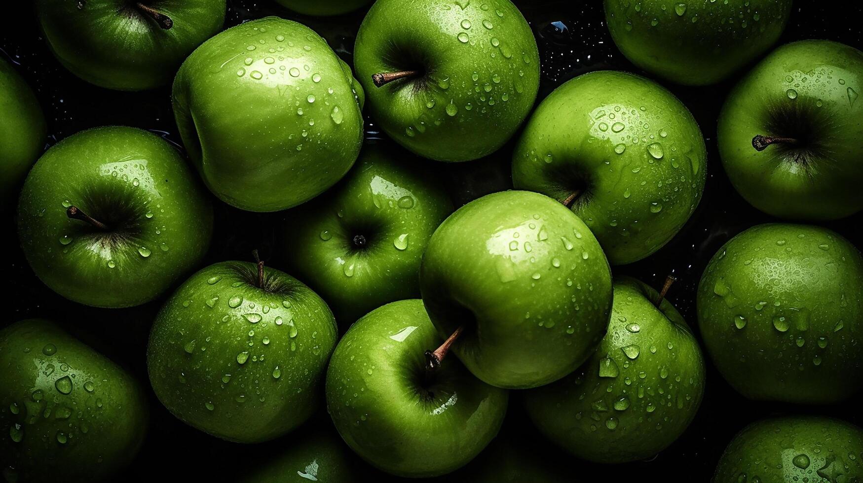 un lote de Fresco verde manzanas sin costura antecedentes ai generado foto