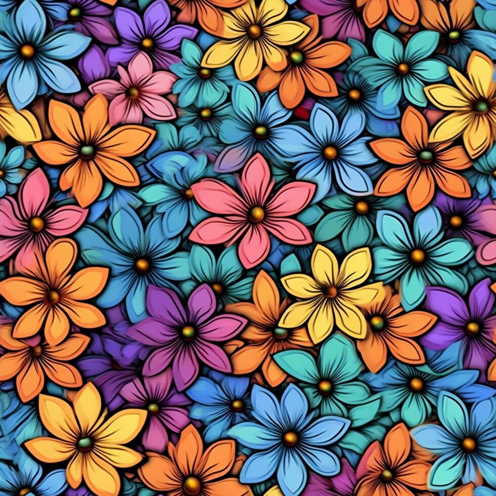 vistoso flor patrón, flor patrón, textura, flor antecedentes textura, generativo ai foto