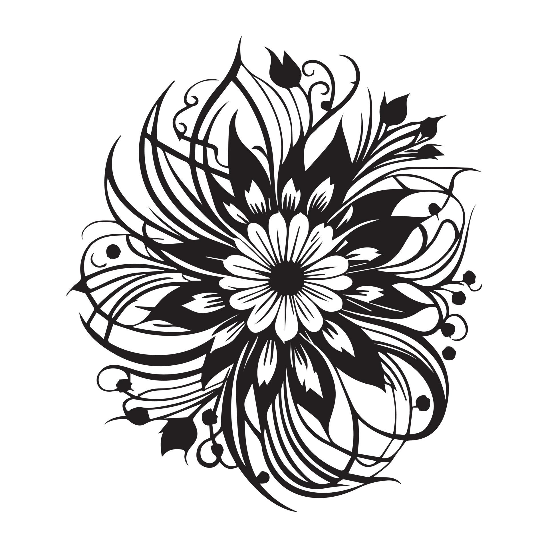 Floral Vector Flower Line art, Flower vector Silhouette 24663899 Vector