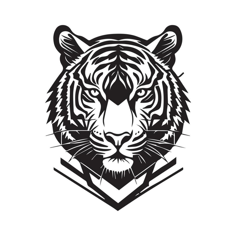 Tiger Head Logo Concept, Tiger vector Line art Illustration