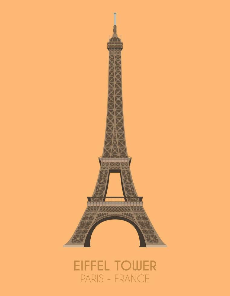 Modern design poster with colorful background of Eiffel Tower in Paris, France. Vector illustration