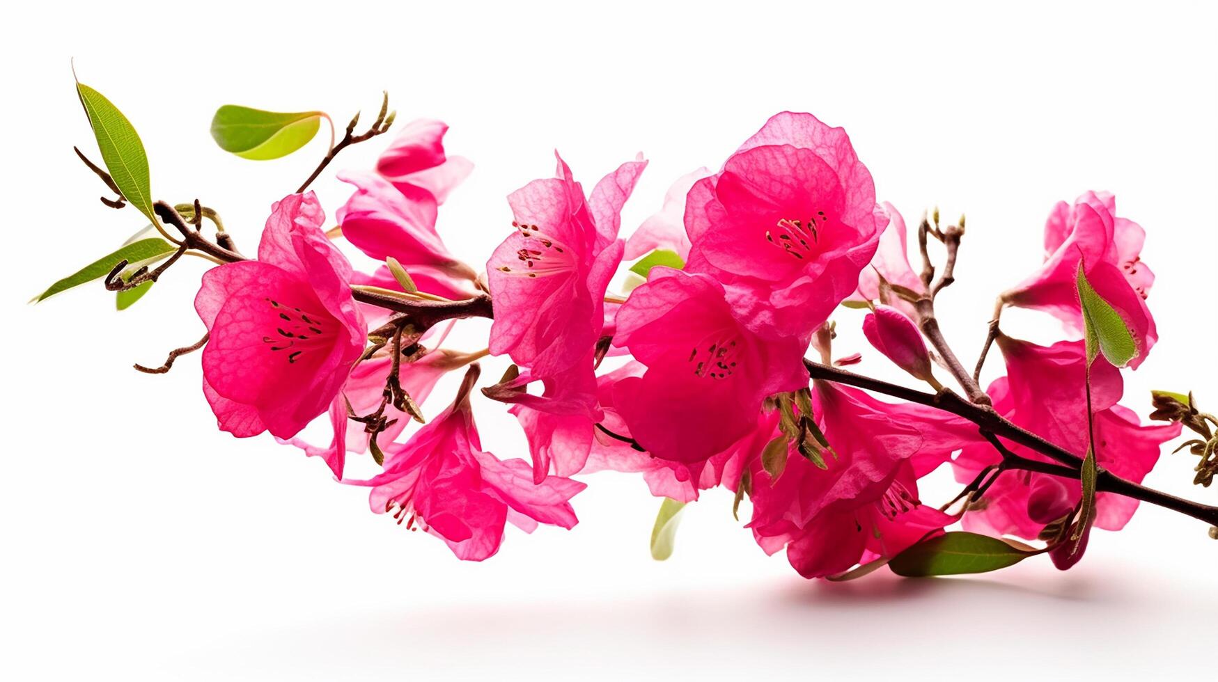 A blooming bougainvillea branch in close-up on a white background photo