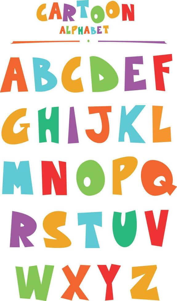 Funny cartoon style ABC for kids vector