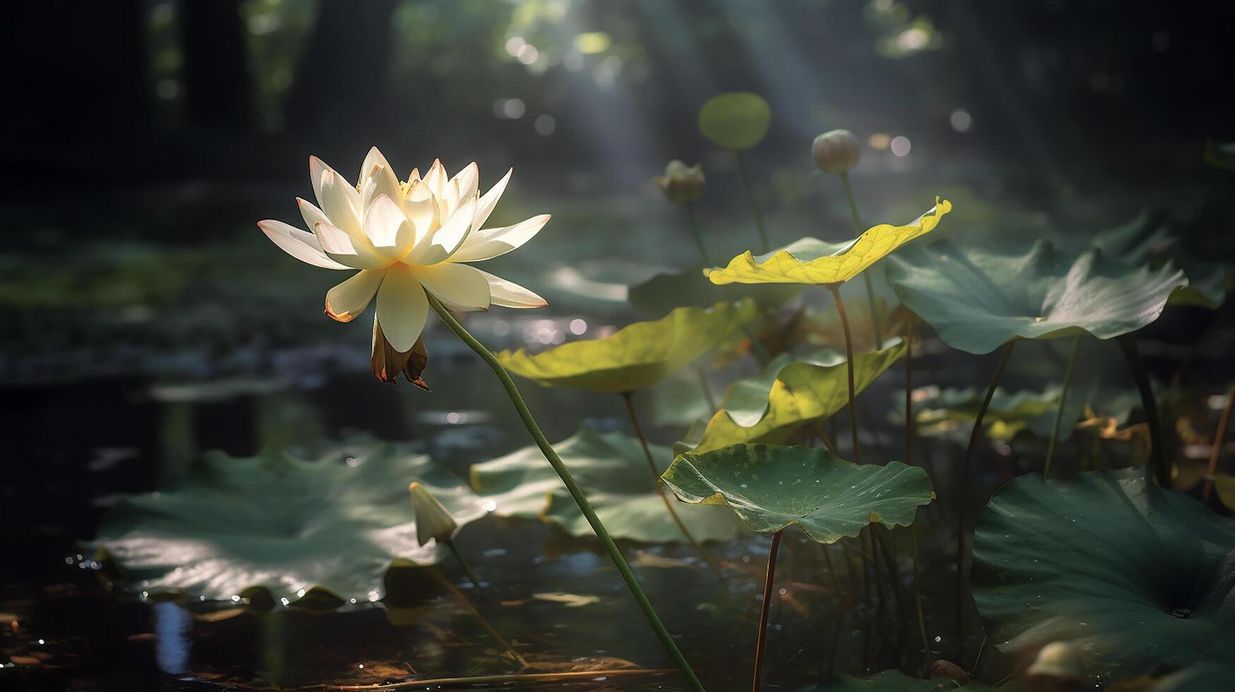 Lotus flower, A single lotus flower shining in the sun, photo