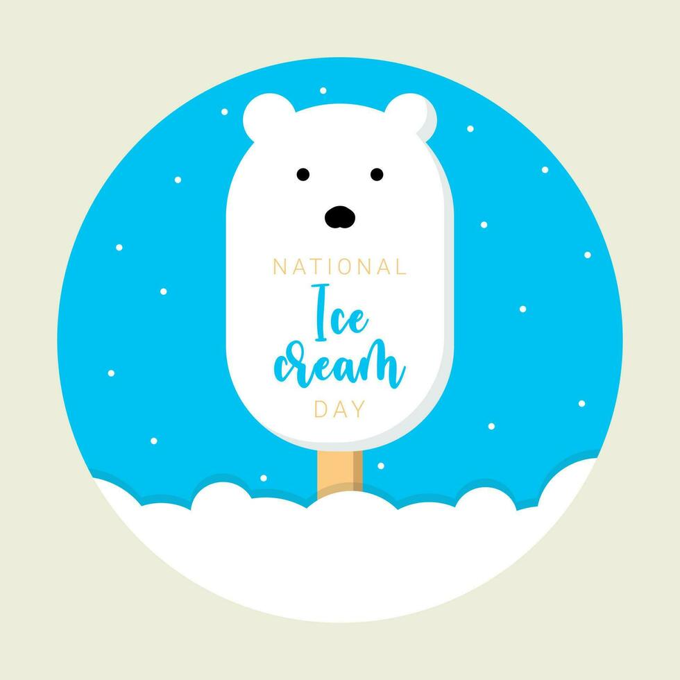 National ice cream day , polar bear, poster, banner, flyer or postcard. vector