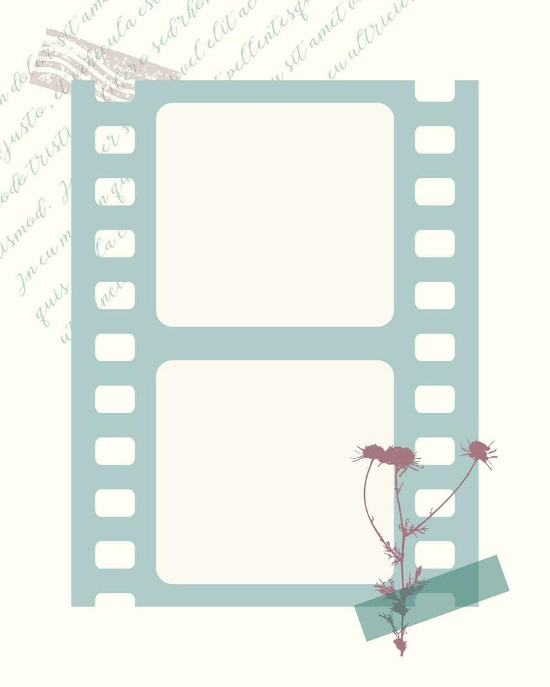 Template vintage collage for photo book, reminders, social media, notes, to do list. Scrapbooking herbarium chamomile. vector
