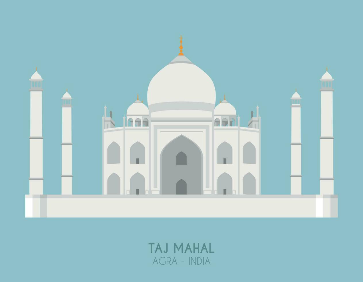 Modern design poster with colorful background of Taj Mahal in Agra, India. Vector illustration