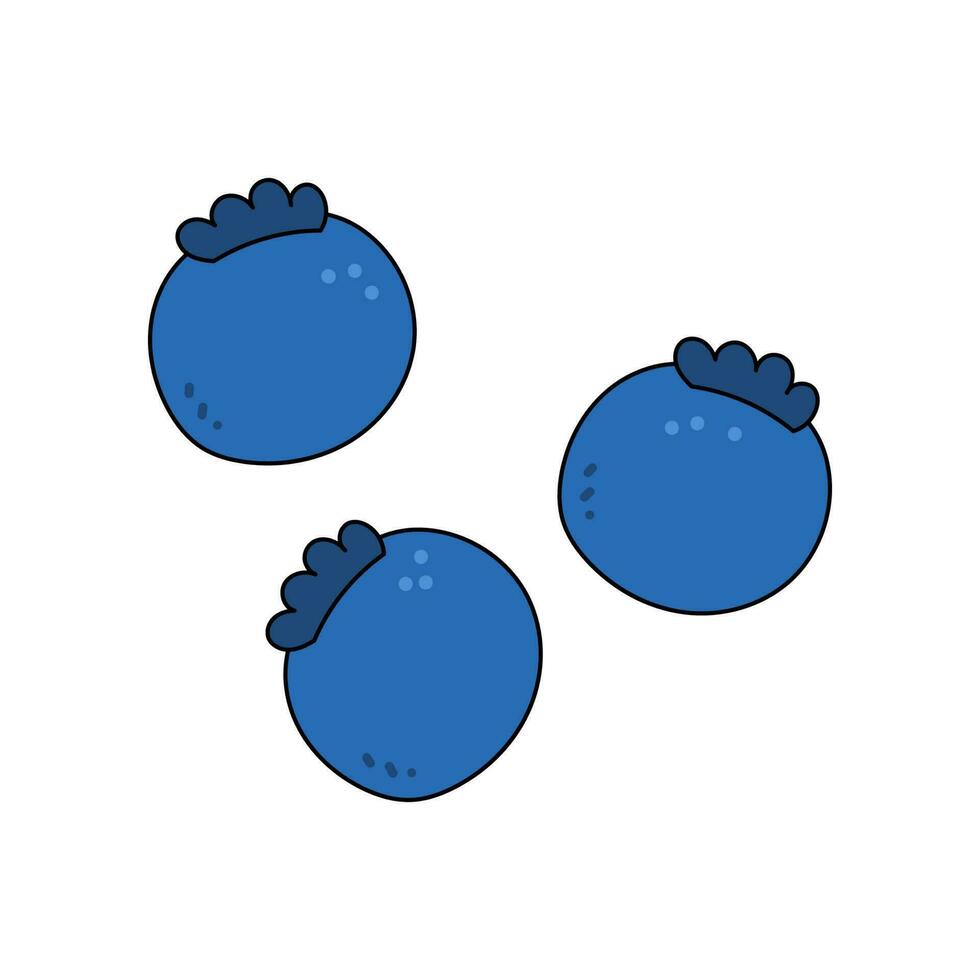 Blueberries cartoon vector illustration. EPS10 isolated on white.