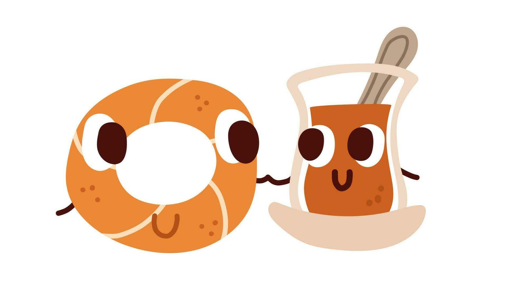 turco simit y té taza caracteres. gracioso vector ilustración.