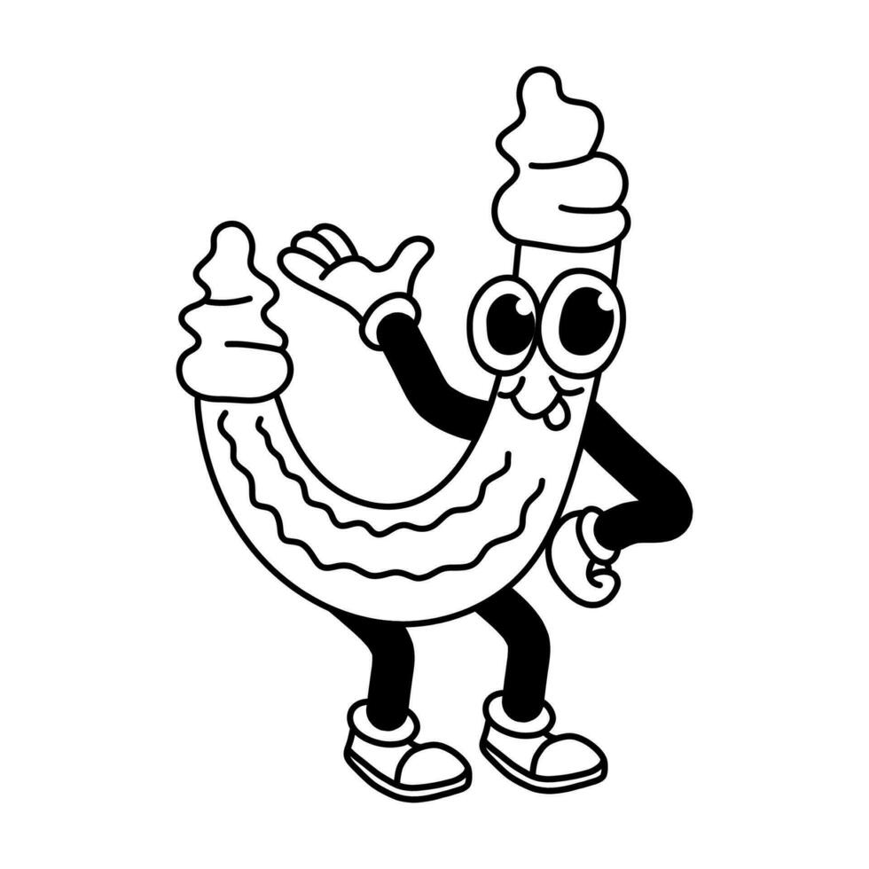 Vector outline illustration of J-corn ice cream.