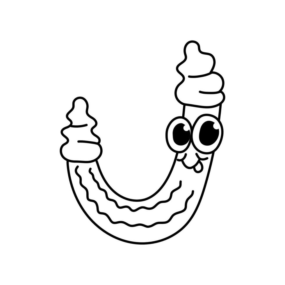 J-cone ice cream. Jipangyi corn pipe Korean snack. Vector outline illustration.