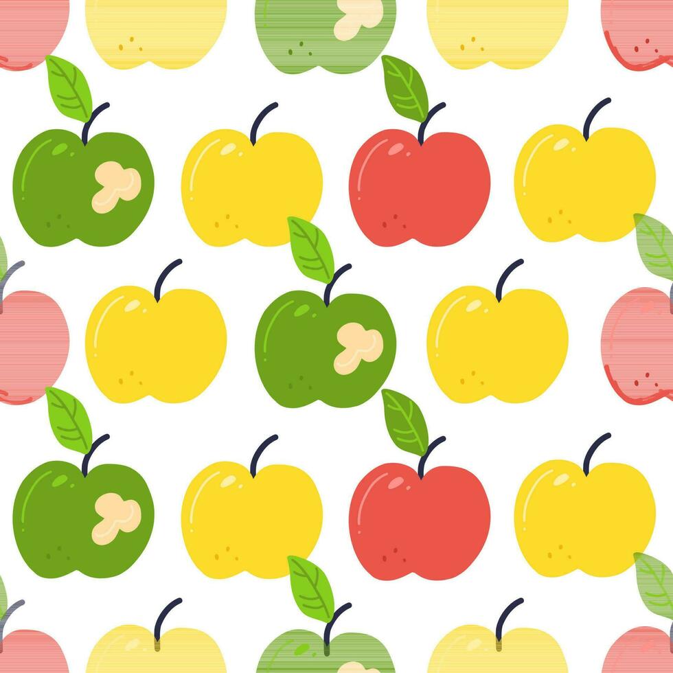 Seamless pattern with apples on a white background. Vector illustration.