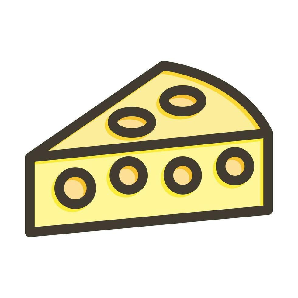 Cheese Vector Thick Line Filled Colors Icon Design