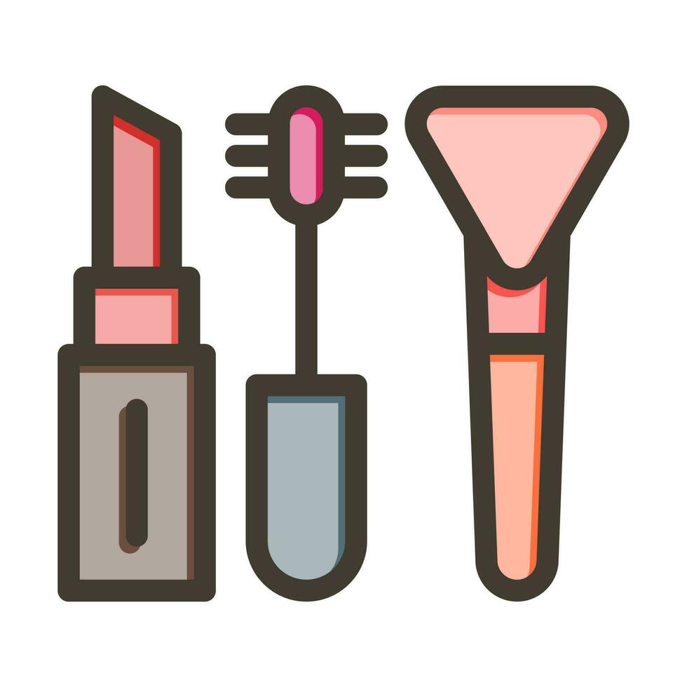 Cosmetic Vector Thick Line Filled Colors Icon Design